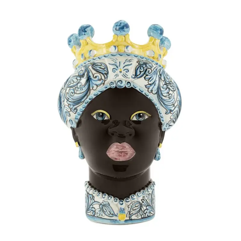 Solo Oggi Verus Ceramiche Abhika Testa di Moro Lady Ornata Verde Acqua H41 cm