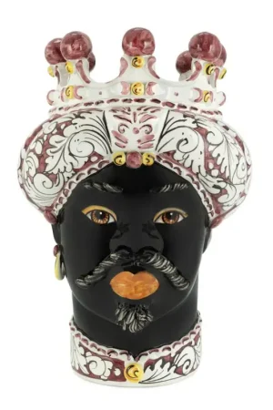 Must-Have Verus Ceramiche Abhika Testa di Moro Man Ornate Bordeaux H41 cm