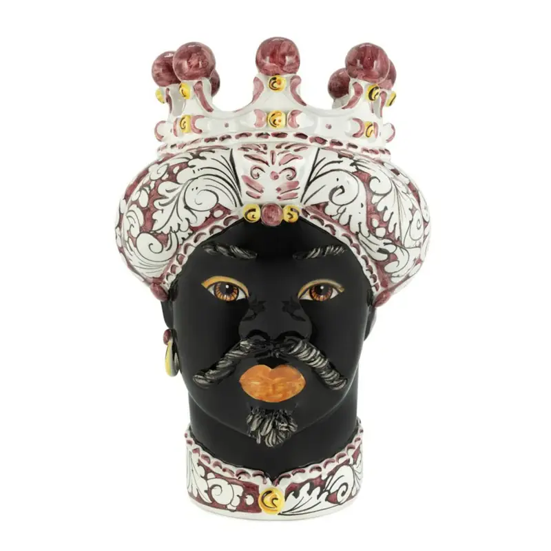 Must-Have Verus Ceramiche Abhika Testa di Moro Man Ornate Bordeaux H41 cm