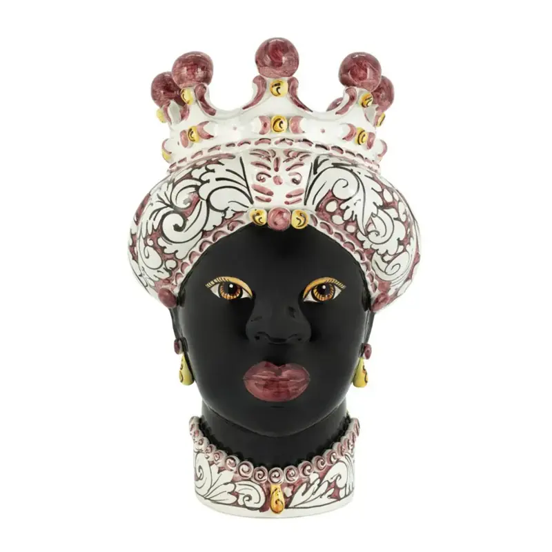 Verus Ceramiche Abhika Testa di Moro Lady Ornata Bordeaux H41 cm Compra Adesso
