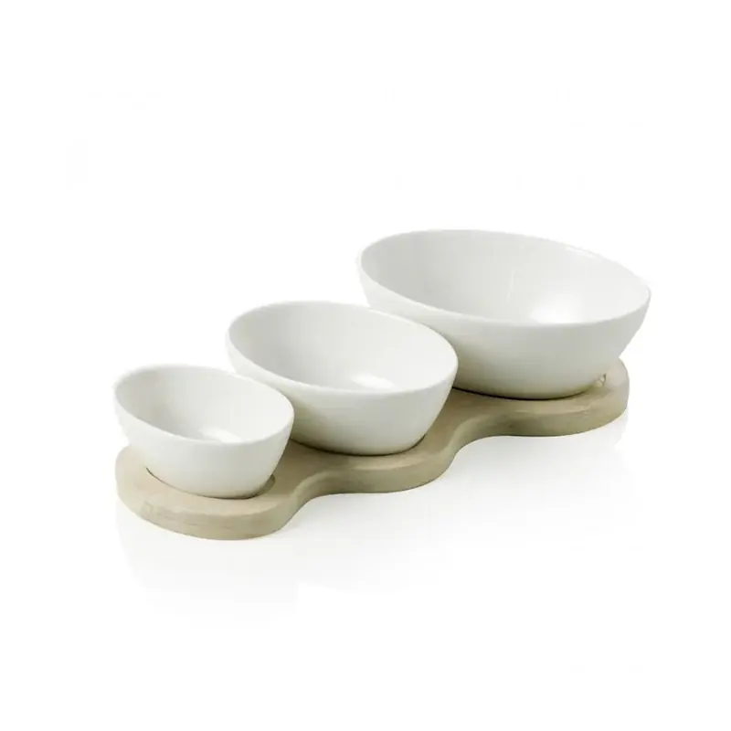 Brandani Antipastiera Galassia in Porcellana con Base in Bamboo Vendita Finale
