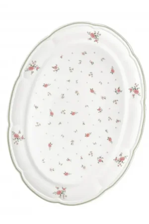 Reso Gratuito Brandani Vassoio Ovale Nonna Rosa in Porcellana 40x30 Cm