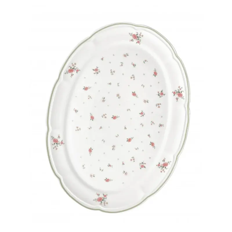 Reso Gratuito Brandani Vassoio Ovale Nonna Rosa in Porcellana 40x30 Cm