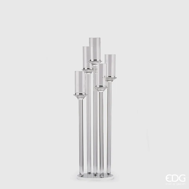 Pagamento Sicuro EDG Enzo De Gasperi Portacandela Crystal Moccolo x5 H101 cm