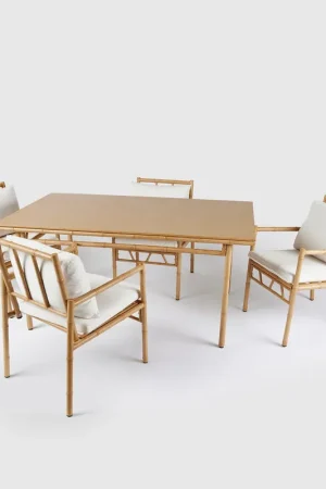 EDG Enzo de Gasperi Set Esterno da Giardino Tavolo con sedie 5 Pezzi Simil Bamboo Light Brown Prezzo Ridotto