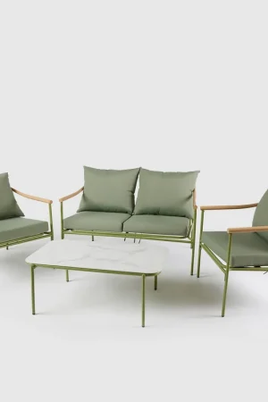 Enzo de Gasperi Salotto Esterno da Giardino 4 Pezzi in Acciaio Verde Subito Disponibile