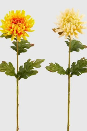 Offerta Limitata EDG Enzo De Gasperi Set 2 Rami Artificiali di Crisantemo Rex H60 cm Giallo