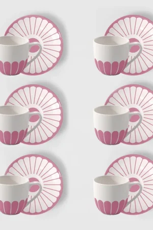 Villeroy & Boch Set 6 Tazzine da Caffè Fleur Cassis 70ml con Piattino in Porcellana Promozione Esclusiva