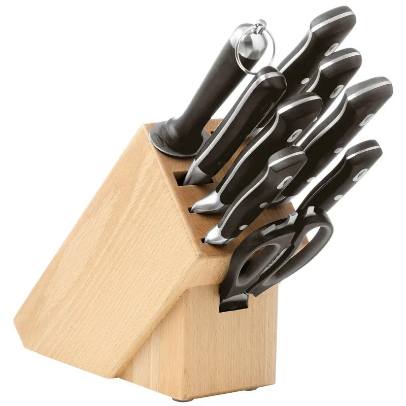 Spedizione Espresso Paderno Ceppo Coltelli Professionale 9 Pezzi in Legno Serie 18100