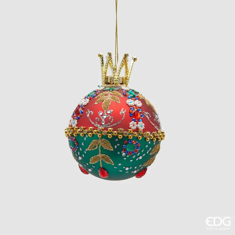 Bestseller EDG Enzo De Gasperi Pallina di Natale Boheme in Vetro Rosso Verde D 8cm