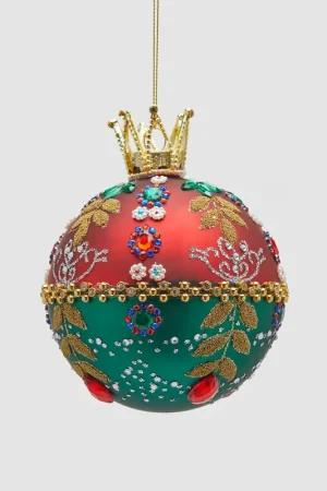 EDG Enzo De Gasperi Pallina di Natale Boheme in Vetro Rosso Verde D 10cm Occasione