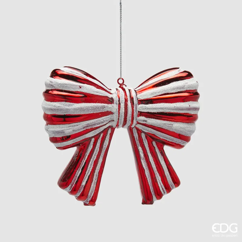 EDG Enzo de Gasperi Decorazione Fiocco Pendente Rosso Bianco H11 cm Offerta Speciale