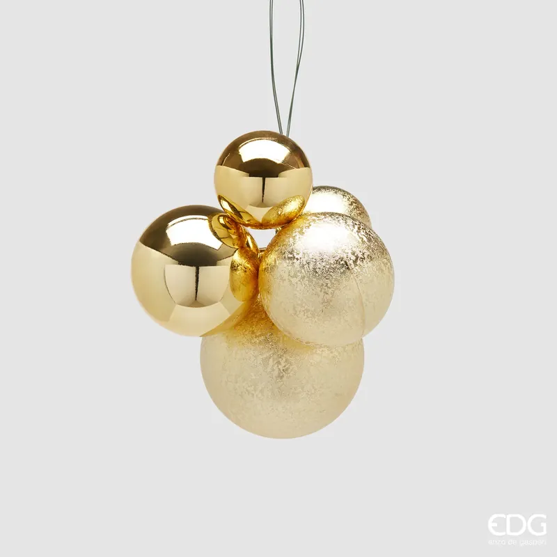 Esclusivo EDG Enzo de Gasperi Palline di Natale Decorazione Grappolo 5 pezzi Oro