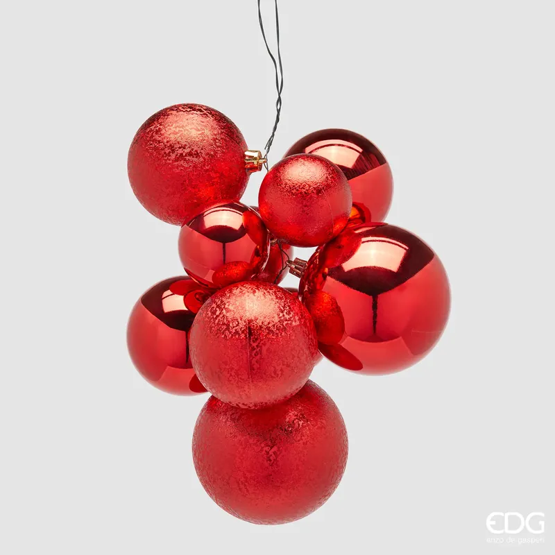EDG Enzo de Gasperi Palline di Natale Decorazione Grappolo 10 pezzi Rosso Offerta Del Giorno