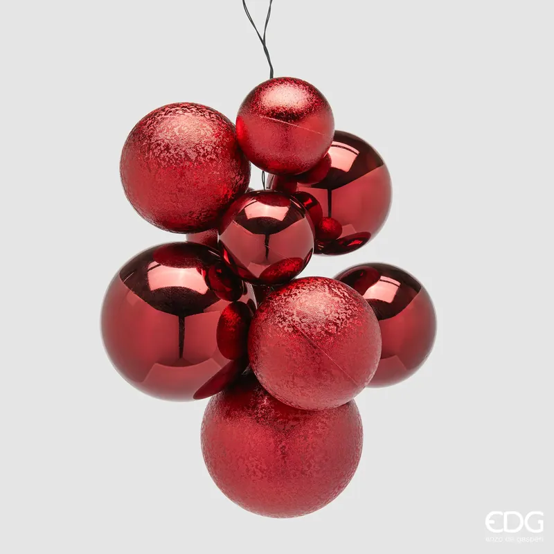EDG Enzo de Gasperi Palline di Natale Decorazione Grappolo 10 pezzi Bordeaux Novità