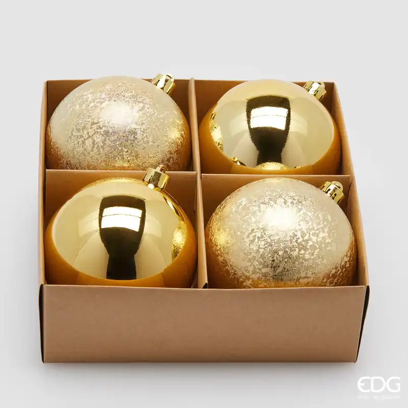 Acquista Ora EDG Enzo De Gasperi Set 4 Palle di Natale Oro D10 cm