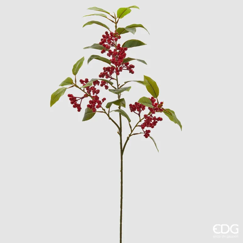 Occasione EDG Enzo De Gasperi Ramo di Piracanta con Foglie Rosso H88 cm
