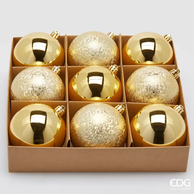 EDG Enzo De Gasperi Set 9 Palline di Natale Oro D8 cm Novità