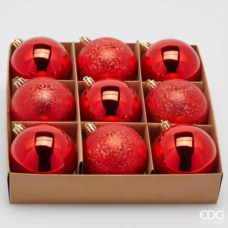 EDG Enzo De Gasperi Set 9 Palline di Natale Rosso D8 cm Super Prezzo