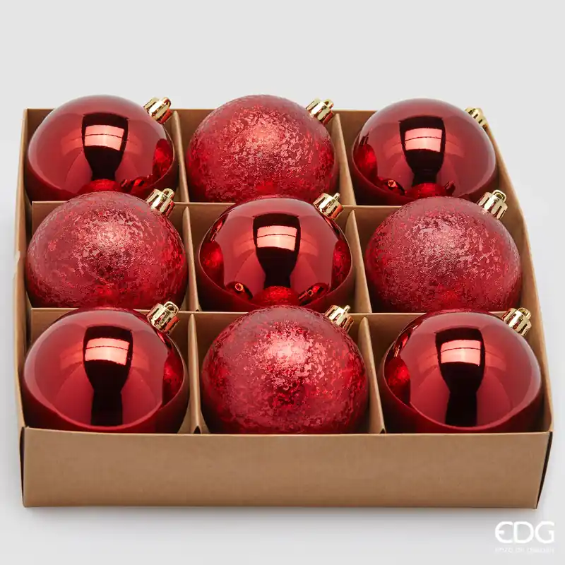 Popolare EDG Enzo De Gasperi Set 9 Palline di Natale Bordeaux D8 cm