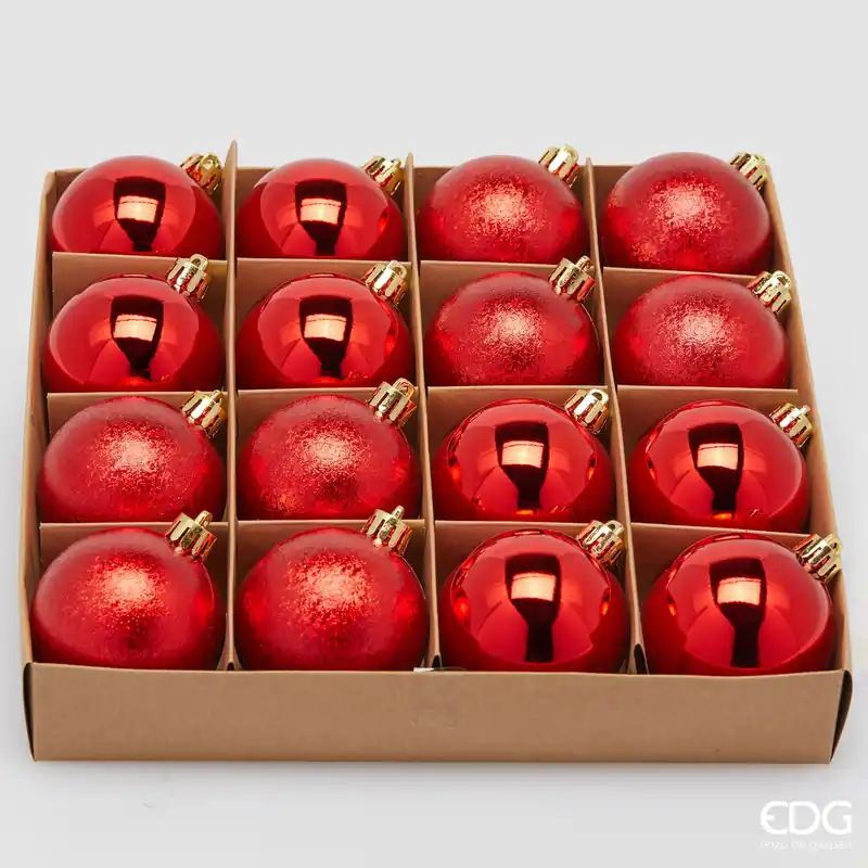 EDG Enzo De Gasperi Box 16 Palline di Natale Rosso D6 cm Offerta
