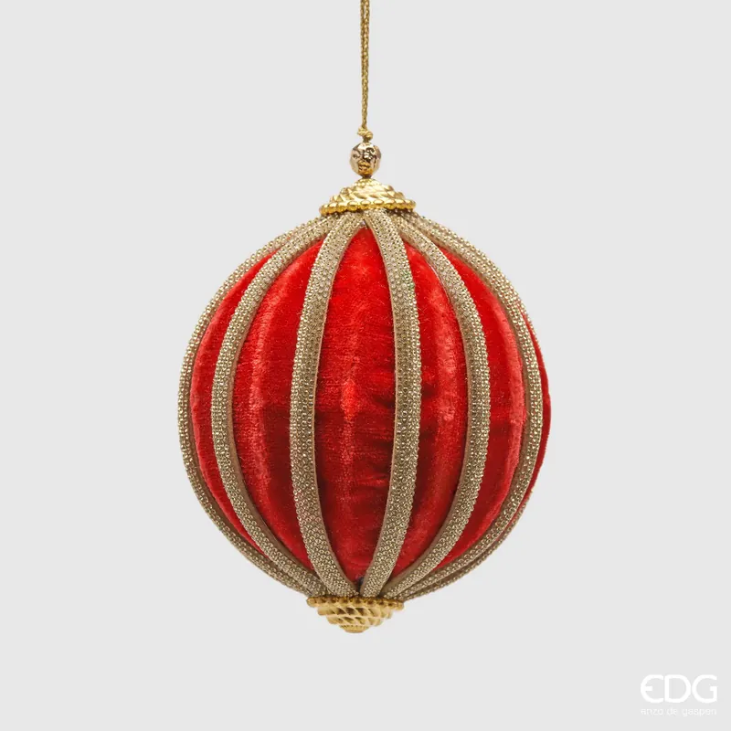 EDG Enzo De Gasperi Pallina di Natale in Velluto Rosso D10 cm Soddisfatti O Rimborsati
