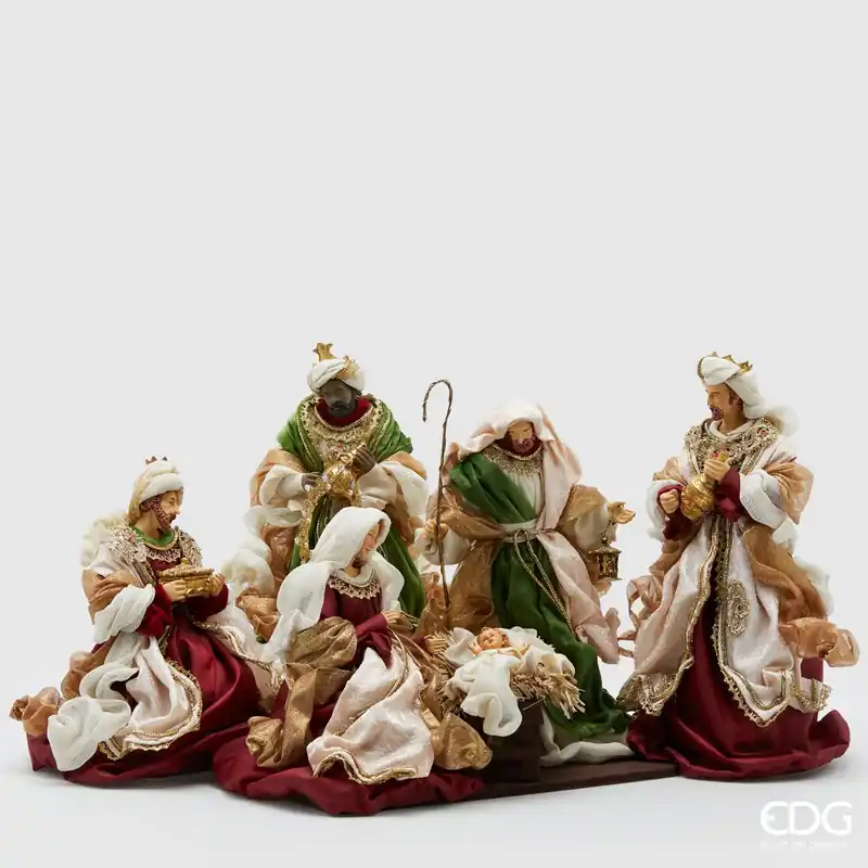 Ultima Occasione EDG Enzo De Gasperi Natività in Tessuto Re Magi H36 cm