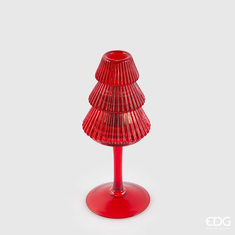 EDG Enzo De Gasperi Portacandela natalizio Pino Calice Rosso H19 cm Occasione