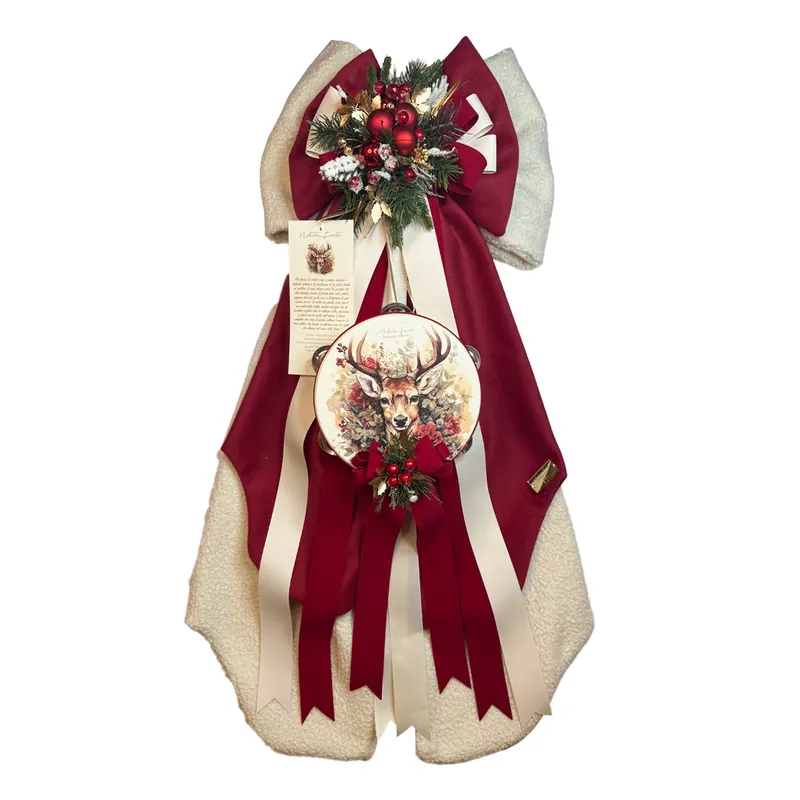 Madame Fioccò Fiocco Natalizio Natura Fiorita Teddy con Applicazioni in Velluto H80 cm Saldi