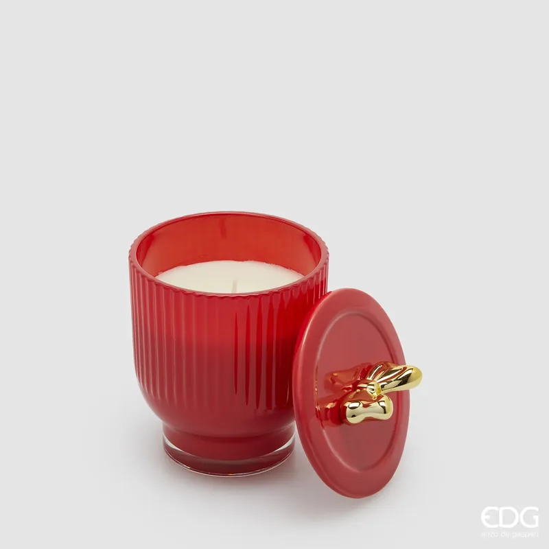 EDG Enzo De Gasperi Candela Rossa Jolie con Profumo Frutti di bosco con Vaso D9 cm Vendita Finale