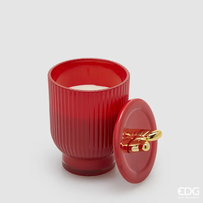 Saldi EDG Enzo De Gasperi Candela Rossa Jolie con Profumo Frutti di bosco con Vaso D10 cm