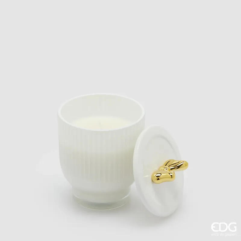 EDG Enzo De Gasperi Candela Bianca Jolie con Profumo Frangipani con Vaso D9 cm Offerta Speciale