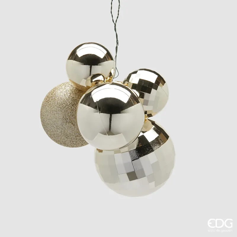 EDG Enzo de Gasperi Palline di Natale Decorazione Grappolo Mirrormix 5 pezzi Champagne Reso Gratuito