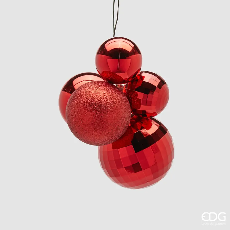 Consegna Rapida EDG Enzo de Gasperi Palline di Natale Decorazione Grappolo Mirrormix 5 pezzi Rosso