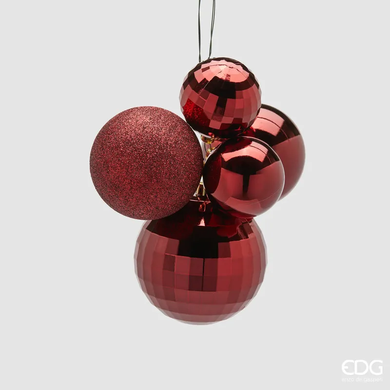EDG Enzo de Gasperi Palline di Natale Decorazione Grappolo Mirrormix 5 pezzi Bordeaux Super Prezzo