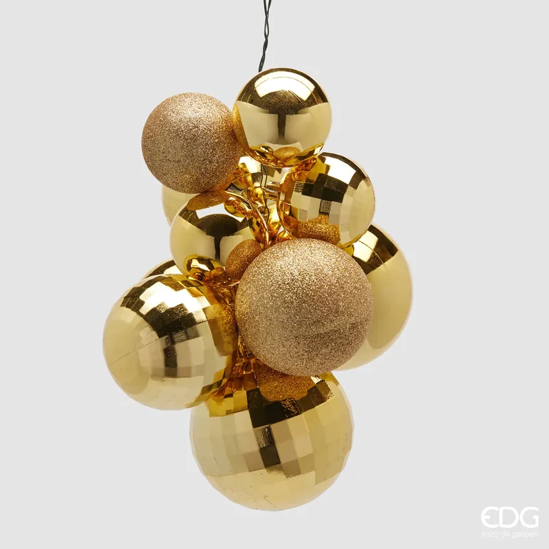 Quantità Limitata EDG Enzo de Gasperi Palline di Natale Decorazione Grappolo Mirrormix 10 pezzi Oro