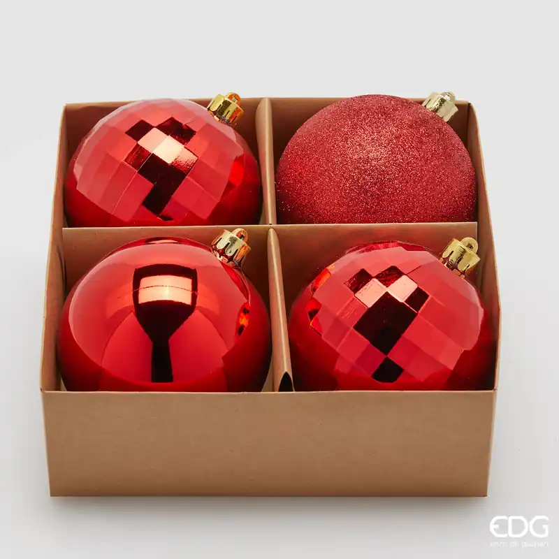 EDG Enzo De Gasperi Set 4 Palle di Natale Mirrormix Rosso D10 cm Compra Online