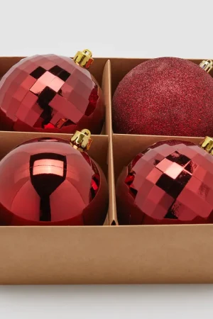 Spedizione Espresso EDG Enzo De Gasperi Set 4 Palle di Natale Mirrormix Bordeaux D10 cm
