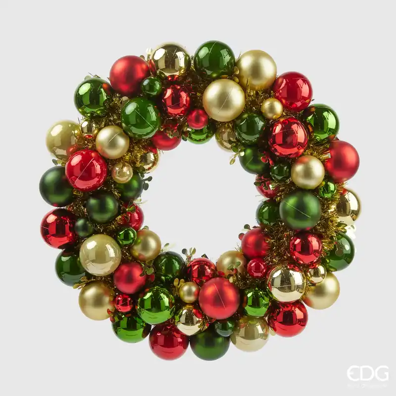 Compra Oggi Stesso EDG Enzo De Gasperi Corona Ghirlanda Palle di Natale Rosso Verde D39 cm
