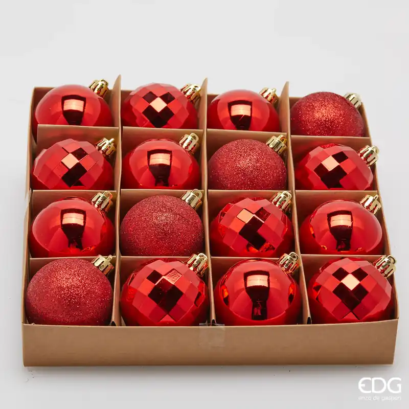 EDG Enzo De Gasperi Set 16 Palle di Natale Mirrormix Rosso D6 cm Popolare