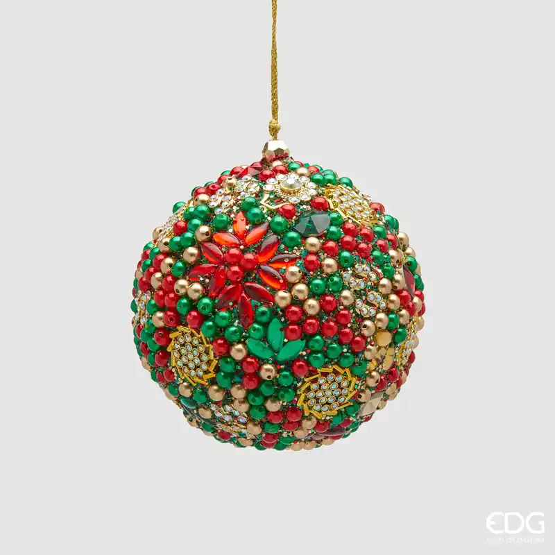 EDG Enzo De Gasperi Pallina di Natale Mille Perle Verde D10 cm Nuovo Arrivo