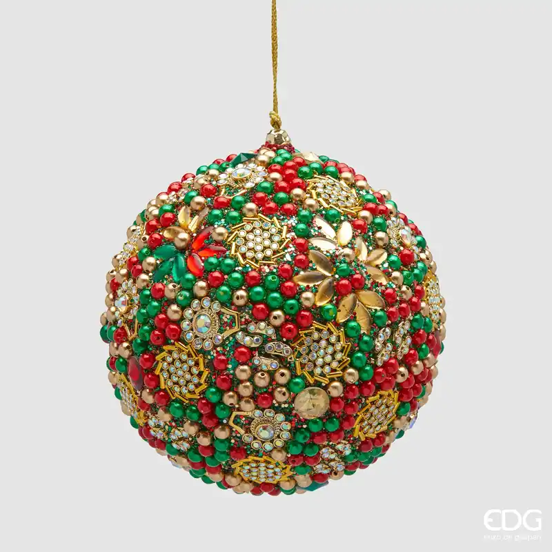 Di Tendenza EDG Enzo De Gasperi Pallina di Natale Mille Perle Verde D12 cm
