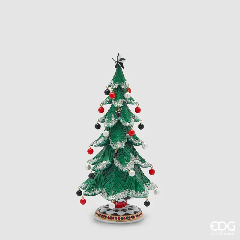 EDG Enzo De Gasperi Decorazione Natalizia Pino Poly Verde con Perle H36 cm Prezzo Di Fabbrica