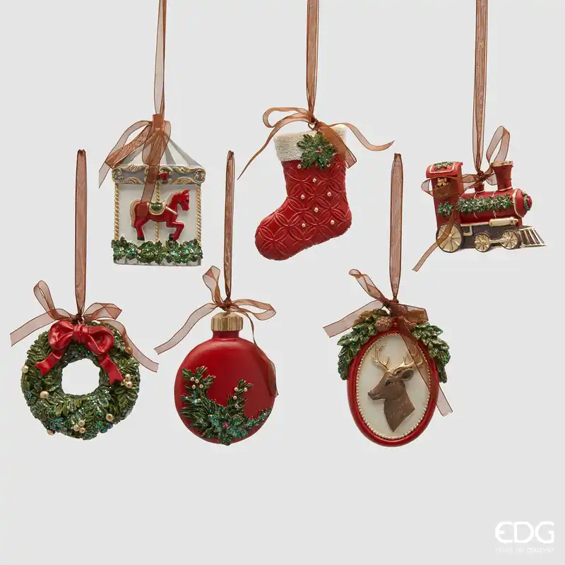 EDG Enzo De Gasperi Set 6 Addobbi Xmas Natalizi H9 cm Prezzo Conveniente