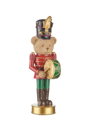 Esclusivo L‘Oca Nera Teddy Bear Orchestra Decorazione Orsetto con Tamburo H25,5 cm