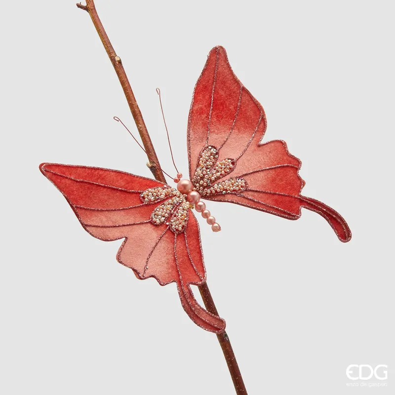EDG Enzo de Gasperi Decoro di Natale Farfalla con clip D23 cm Reso Gratuito