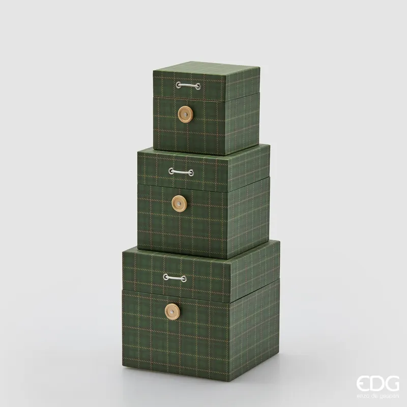 EDG Enzo de Gasperi Set 3 Scatole regalo Tartan Verde Miglior Prezzo