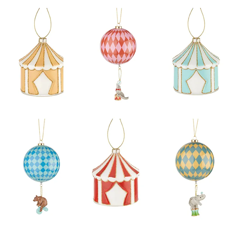 Ultima Occasione L‘Oca Nera Christmas Circus Set 6 Decorazioni per Albero Pendenti