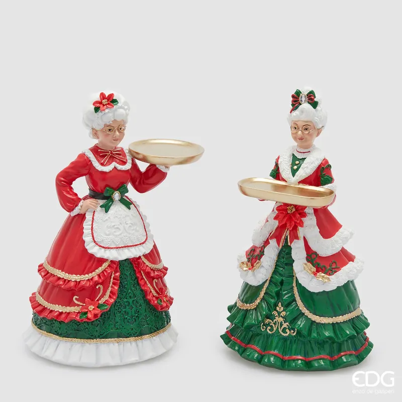 EDG Enzo De Gasperi Set 2 Decorazione Mamma Natale H26 cm Sconto