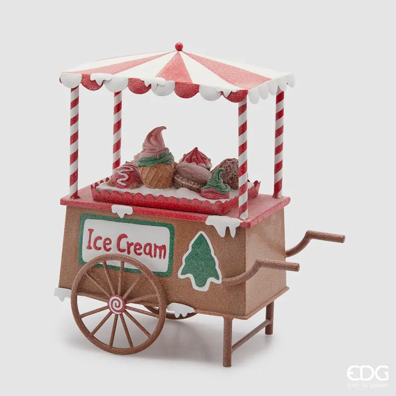 Nuovo Arrivo EDG Enzo De Gasperi Decorazione Natalizia Carretto Gelati Marzapane 38x33 cm